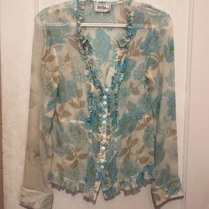 Pretty long-sleeved sheer top.  Wear with your white camisole for a great look.